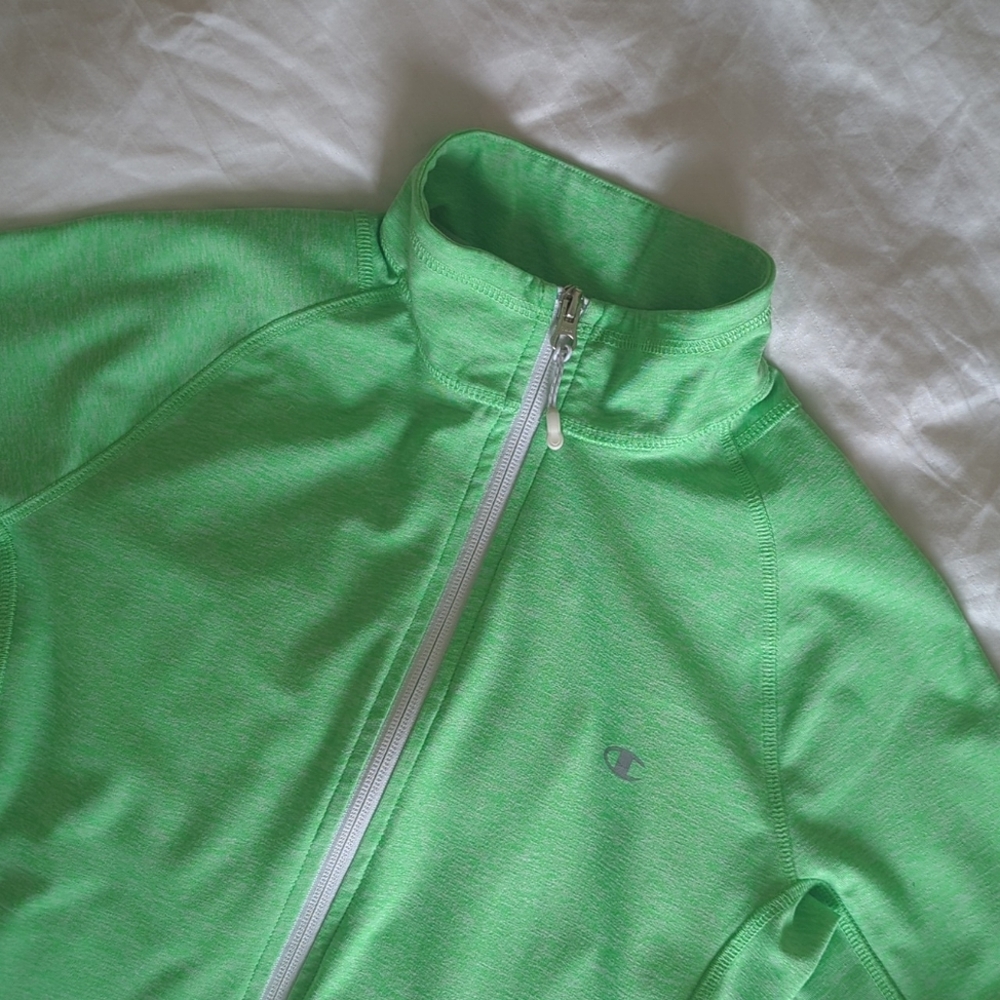Champion Neon Green Zip-Up Turtleneck Sweater XS